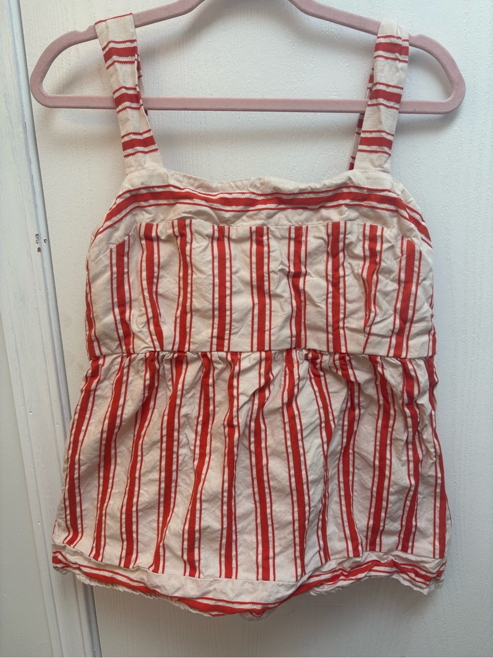 CAbi Red and White Striped Sleeveless Top